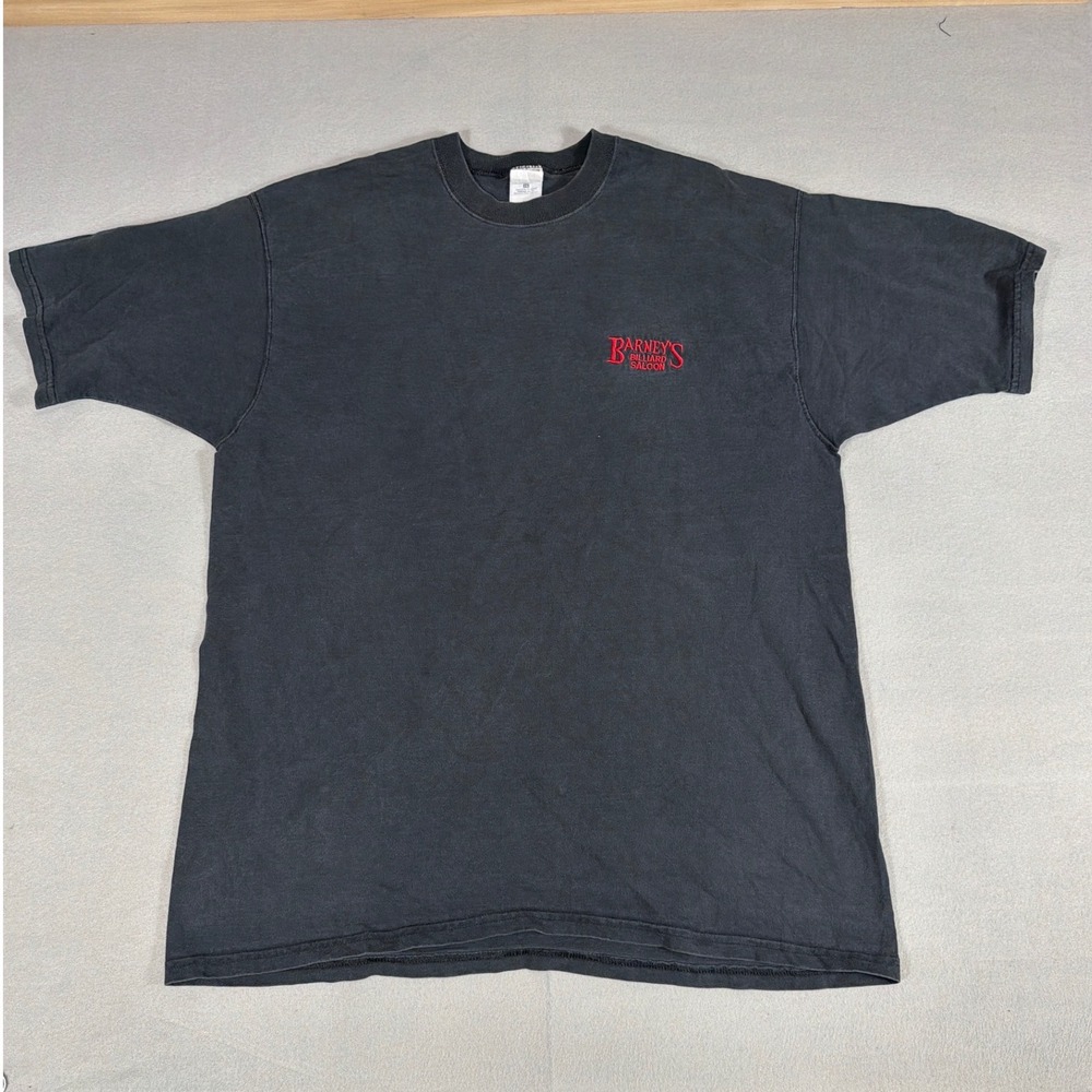 Vintage Fruit of the Loom Barney's Billiard Saloon T-Shirt XL Black Made in USA